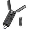 Ouitble Adattatore WiFi USB per PC 1800 Mbit/s USB 3.0 WiFi 6 Dongle adattatore di rete wireless dual band 2.4 GHz/5GHz a dongle per Siege 10 11