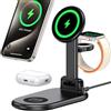 YLLZI Caricatore 3 in 1, Stazione di Ricarica Wireless Magnetica, Supporto di ricarica wireless pieghevole da 15W Max per i-Phone 17/16/15/14/13/12, Caricatore Veloce per Dispositivi Multipli- Nero