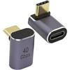 QIANRENON 40 Gbps USB C 90 ° Angolo Adattatore USB4.0 C Femmina a Maschio Angolo retto Accoppiatore, Supporto 8K video e audio Trasmissione, per Laptop Tablet Phone, 2 Pcs (piegatura avanti)