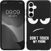 kwmobile Cover Compatibile con Samsung Galaxy A35 - Custodia in Silicone TPU - Cover Protettiva Soft Case - Don't touch my phone bianco/nero