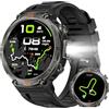 AdivaX GPS Smartwatch Militare Uomo Impermeabile 3ATM con Torcia LED Bussola, 1,45 HD Rugged Smartwatch Orologio con Chiamate Bluetooth, Fitness Watch con Cardiaca SpO2 Notifiche WhatsApp per Android iOS