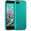 kwmobile Custodia Compatibile con Apple iPhone SE (2020/2022) / 8/7 Cover - Back Case Morbida - Protezione in Silicone TPU Effetto Metallizzato turchese metallico
