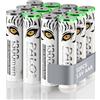Mspalocell Batterie litio AAA ricaricabili 1,5 V 1300 mWh, batterie AAA a ricarica rapida con stampa tigre, bassa autoscarica con spia ricarica, ciclo 1500+, batteria 12 pezzi con scatola batteria