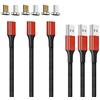 N. NETDOT NetDot Gen10 - Cavo di ricarica rapida magnetico intrecciato in nylon con LED laterale, compatibile con dispositivi Android (1 m/3 confezioni rosse)