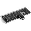 Seenda SK38-3 - Tastiera wireless ricaricabile ultra sottile, tastiera ergonomica con protezione antipolvere in silicone, per PC, laptop, Smart TV, layout QWERTZ (nero e grigio)