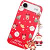 Vauki Cover Natale Rosso per iPhone 17 Air 6.5 con Collana Christmas Regalo Cartone Animato Pattern Silicone Morbida TPU Antiurto Custodia con 3D Bambola, Carino Babbo Natalizia Renna