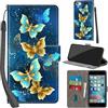 Haninsuze Cover per iPhone 6/ iPhone 6S Custodia Cover Pelle Libro Portafoglio con Porta Carte Magnetica Protezione Antiurto Cuoio Flip Case Custodia Cover per iPhone 6/6S, farfalla dorata