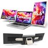 Cevaton Prolunga schermo per computer portatile, 15,6 pollici, FHD 1080P IPS Triple Portable Monitor Fit per laptop da 13-17,3 pollici, supporto integrato e doppio altoparlante monitor esteso, compatibile con