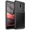 NALIA Custodia Silicone per Nokia 5.1 (2018) - Antiscivolo & Opaca - VORTEX (Effetto Spazzolato & Design Carbonio) - Marchio Tedesco