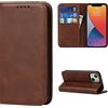 Copmob Cover iPhone 13,Flip Portafoglio Custodia in Pelle,[3 Slots][Supporto Stand][Chiusura Magnetica],Custodia Cover Libro per iPhone 13 - Marrone Scuro