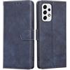 RankOne Cover per Samsung Galaxy A23 5G (6.6 Inches), Custodia Flip Pelle Portafoglio, Magnetica Libro Bumper Cover Case - Blu