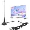 Vxiwscy Antenna TV Interna Per Digitale Terrestre DTA180 - Antenna HDTV Portatile Per Digitale Terrestre DTT, DVB-T/DVB-T2, Supporto VHF UHF FM DAB Radio, Base Magnetica, Per Casa E Camper - Nero