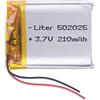 Liter energy battery Batteria 502025 LiPo 3.7V 210mAh 0.777Wh 1S 5C Liter Energy Battery per l'elettronica Ricaricabile Telefono Portatile Smartwatch Orologio GPS - Non adatto per Radiocomando 27x20x5mm (210mAh|502025)