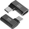 QIANRENON 20Gbps USB C 90° angolo Adattatore 100W Type C 3.2 maschio a femmina retto angolo Connettore,trasferimento audio/video,per smartphone tablet steam deck,nero lucido,2Pcs (piegatura laterale)