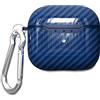 AKABEILA Custodia per AirPods Pro 3 2025 con moschettone TPU Fibra di Carbonio Texture Air Pod Pro 3 Generazione Copertura di ricarica LED frontale visibile