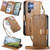 FANFO Portafoglio Custodia per Oukitel C1 / C1 Pro, Scomparto con cerniera Pelle Flip Cover per Telefono, Borse a tracolla Multifunzione Porta Custodia. Brown