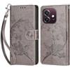KENHONER Compatibile Cover con Oppo A3 5G/ A3 4G,Premium Pelle PU Portafoglio Flip Libro Custodia Cover per Oppo A3x 5G/ Oppo A3x 4G[Protezione Completa] (Grigio Farfalla)