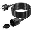 CERRXIAN 10FT CEE 7/7 cavo di prolunga per esterni, cavo di protezione con cappuccio di protezione, cavo esterno, IP44 16A 250V H05VV-F 3G1,0mm²