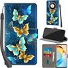 Haninsuze Cover per Honor Magic 6 Lite, farfalla dorata | Pelle PU Portafoglio, Porta Carte, Magnetica, Libro, Antiurto Custodia