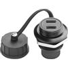 QIANRENON Doppia USB C 3.1 Filettatura Montaggio Fisso Adattatore Impermeabile 10Gbps 2 USB Tipo C Femmina A Presa Bulkhead Mount Connettore Prese, Tappo Impermeabile per Estensione 2 Porta USB C