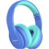 JoySpark Cuffie Bluetooth per bambini, leggere, senza fili, per bambini, volume limitato 85/94 dB, 60 ore di riproduzione, Bluetooth 5.3, cuffie over-ear per bambini con microfono integrato, blu
