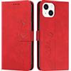 EATCYE Cover per iPhone 15 Plus (6,7 Pollici), Flip Libro Libretto Custodia in Pelle PU per iPhone 15 Plus (6,7 Pollici) [Protezione Completa] [Slot per Scheda] [Funzione di Supporto] (#Rosso)