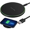 Anrbb Caricabatterie wireless a induzione da 15 W, caricabatterie rapido Qi con cavo USB-C, compatibile con smartphone e cuffie abilitati Qi, caricabatterie a induzione, caricatore wireless, caricatore