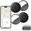 AICPAN Smart Tracker Tag Nero - 4 Pezzi Localizzatori GPS compatibile con Apple Dov'è (Solo iOS), per Portafogli, Chiavi, Zaini, Bagagli,Auto,Segnale Acustico, Posizionamento Globale, Batteria Sostituibile