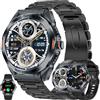 MYSHUN Smartwatch Uomo Chiamata Bluetooth e Risposta Vivavoce, 1,46" AMOLED 5ATM Smart Watch con 123 Modalità Sport Cardiofrequenzimetro Sonno Notifiche Messaggi Orologio Fitness per Android iOS (Nero)
