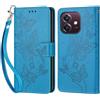 KENHONER Custodia per Oppo A3 / A3X 4G 5G Cover, Blu Farfalla | Portafoglio in Pelle PU Retro, Antiurto Flip, Slot per Schede, Funzione Stand, Chiusura Magnetica