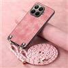YANJIEER ESONG Cover per Xiaomi 15T Pro Case con Cordino Cinturino,Custodia In Pelle Caso per Donna ragazze Con Tracolla Collana,Catena Laccio Case,Ultra Sottile Antiurto Shell Rosa
