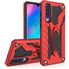 MILAN NICE Custodia per HUAWEI P30 [Cavaliere Serie] Cover TPU+PC Antiurti e Antigraffio con Cavalletto Integnato Spessore Normale (Rosso)