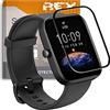 REY Pellicola salvaschermo 3D per AMAZFIT BIP 3 - AMAZFIT BIP 3 PRO, Nero, Vetro temperato, Copertura Completa, Pellicola Protettiva Protezione Schermo, 3D / 4D / 5D