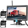 NHOPEEW Kit telecamera di backup wireless con doppia telecamera 1080P - Display HD da 7 pollici, visione notturna impermeabile IP68 per camion, rimorchi, camper, furgoni e automobili