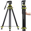 Cayer BV01 Treppiede Video Compatto con Testa Fluid - Treppiede Professionale 165 cm con, Treppiede da Viaggio Leggero in Alluminio, Carico Massimo 6 kg per DSLR, Camcorder, Fotocamera