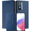 MOJIA Custodia per Vivo Y76 5G / Y76s, Resistente a Cadute e Graffi, Alta qualità PU Pelle Stile Portafoglio Cover Folio con Chiusura Magnetica. Dark Blue