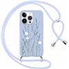 Yoedge Cover con Cordino per Apple iPhone 15 Pro Max 6,7, Custodia con Laccio Collana Tracolla Aesthetic Disegni, Silicone TPU Necklace Regolabile Protettiva Corda Case per iPhone 15 Pro Max, Fiore2