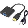 JZK 1080P HDMI a VGA Adattatore, cavo HDMI maschio a VGA femmina placcato in oro per computer, laptop, PC, desktop, monitor, display per proiettori, HDTV, TV Box