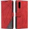 SONWO Cover per Sony Xperia 5 III, Flip Caso in PU Pelle Case Cover Portafoglio Custodia per Sony Xperia 5 III, [Kickstand] [Slot per Schede], Rosso