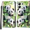 Haninsuze Cover per Xiaomi Redmi Note 13 4G, Custodia Interno TPU Antiurto Portafoglio con Disegni [schede Fessura] [Supporto Stand] Cover Libro in PU Pelle (panda)