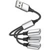 MEIRIYFA USB Splitter Y Cavo per Ricarica OTG, 3 in 1 USB 2.0 A Maschio a 3 Femmine Extender Hub Adattatore Split di Ricarica Dati per Telefono/PC/Auto/Laptop - 27cm
