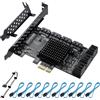 YABOANG Scheda PCIE 1X SATA a 10 porte,Scheda di espansione PCIe con controller SATA 3.0 da 6 Gbps,Non Raid,Supporto 10 dispositivi 3.0,con supporto a basso profilo e 10 cavi (Chip: ASM1166)