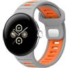 FiiMoo Silicone Cinturino Compatibile con Google Pixel Watch 4 45mm/Pixel Watch 3 45mm, Ricambio Cinturino, Cinturini Sportivi in Silicone-Grigio Arancio