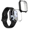kwmobile Set 2x Custodia Smartwatch Compatibile con Xiaomi Redmi Watch 5 Lite Cover - Case Silicone Protezione Orologio Fitness trasparente/nero