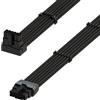 LINKUP - Cavo di Alimentazione ad Alta Corrente PCIE 5.0 16Pin (12+4) AVA con Angolo Sinistro 600W | Molded & Soldered Type 16AWG Sleeved | Compatibile con RTX5000 & RTX4000 & RTX3000 FE | 70cm Nero