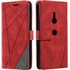 SONWO Cover per Sony Xperia XZ3, Flip Caso in PU Pelle Case Cover Portafoglio Custodia per Sony Xperia XZ3, [Kickstand] [Slot per Schede], Rosso