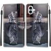 KENHONER Cover Compatibile con iPhone 16 Plus, Premium Pelle PU Portafoglio Flip Libro Custodia per iPhone 16 Plus [Protezione Completa] - gatto e tigre
