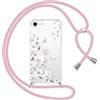 Yoedge Cover con Cordino per iPhone 14/iPhone 13 6,1,Custodia Trasparente Aesthetic Disegni Fiori, Donne Ragazze Morbido TPU Silicone PC Antiurto Protettiva Case con Collana Tracolla Laccio Collo, 05