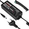 Leikurvo Alimentatore regolabile da 3 V-24 V. Adattatore di alimentazione universale, adattatore di alimentazione regolabile AC/DC, universale, 3 A, 72 W, con indicatore di tensione LED e 14 adattatori maschio