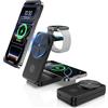 NeotrixQI Doppio Caricatore Mag Safe per i Phone 16 Pro Max, 3 in 1 Caricatore Magnetico da Viaggio per i Phone 15/14/AirPods 4 3 Pro, Stazione di Ricarica Wireless Pieghevole per Apple Watch 10/Ultra/8